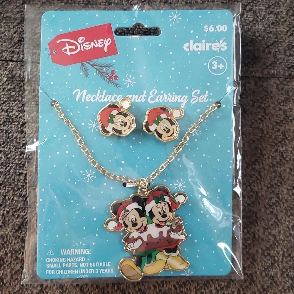 Lot of 2 - Claire's Necklace and Earrings Sets - Mickey/Minnie Santa/Rudolph
